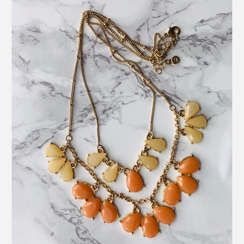 Layered Teardrop Gem Necklace